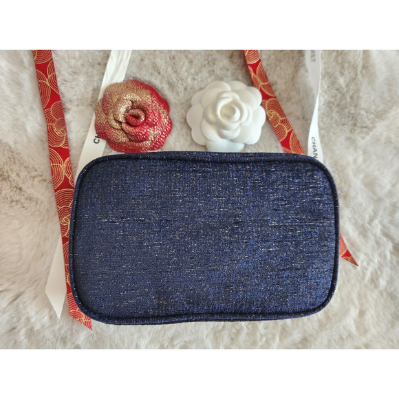 New CHANEL 2023 Pouch Camellia Flower Glittered Ribbon Box Bag Denim - Picture 5 of 16